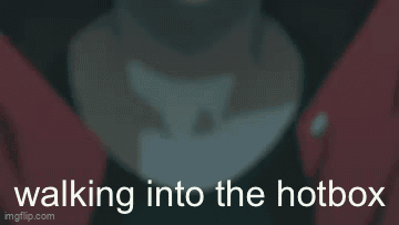 A Person In A Red Hooded Jacket Is Walking Into The Hotbox GIF