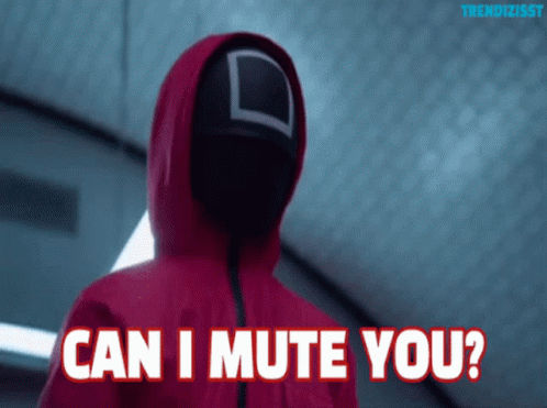 A Person In A Red Hoodie Is Asking Can I Mute You ? GIF