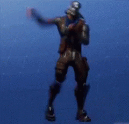 A Person In A Video Game Is Dancing In Front Of A Blue Sky . GIF