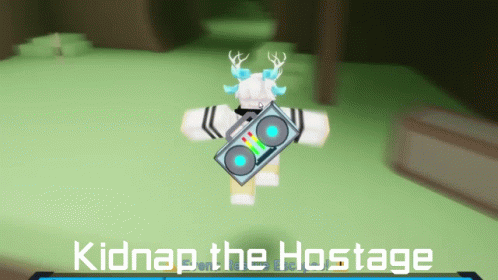 A Person In A Video Game Is Holding A Boombox And Says Kidnap The Hostage On The Bottom GIF