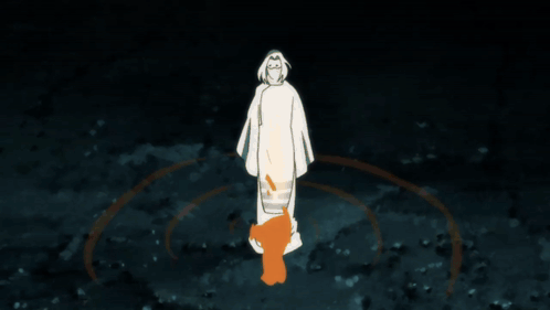 A Person In A White Robe Is Surrounded By A Circle Of Fire GIF