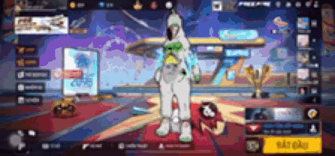 A Person In A White Suit Is Standing In A Room With A Blurred Background . GIF