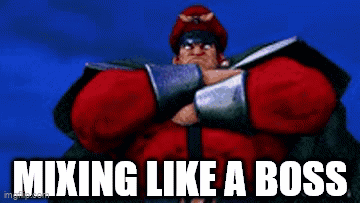 A Person In Armor Is Standing In A Field With The Words Mixing Like A Boss Written Below Them GIF