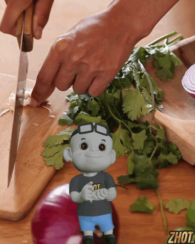 A Person Is Cutting Vegetables On A Cutting Board With Zhut Written On The Bottom Right Corner GIF