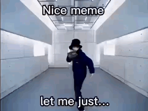 A Person Is Dancing In A Hallway With A Mask On Their Face . GIF