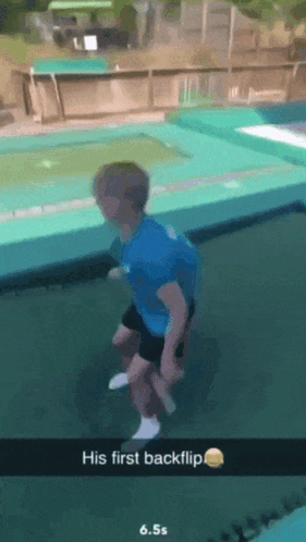 a person is doing a backflip on a trampoline and the time is 6.5s