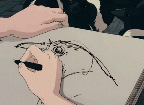 A Person Is Drawing A Bird With A Pen On A Piece Of Paper GIF