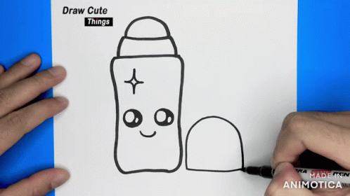 A Person Is Drawing A Bottle With A Face And A Star On It GIF
