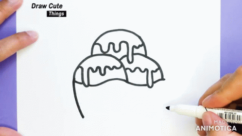 A Person Is Drawing A Cup Of Ice Cream With A Marker GIF