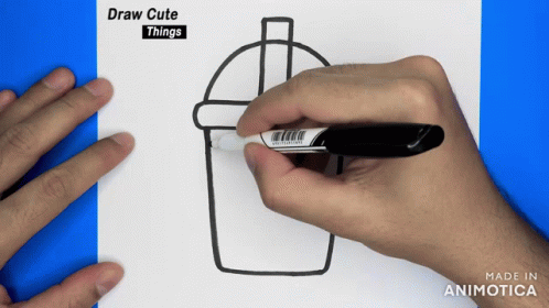 A Person Is Drawing A Cup With A Marker And The Words Draw Cute Things Are On The Bottom GIF