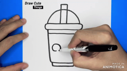 A Person Is Drawing A Cup With The Words Draw Cute Things Above GIF