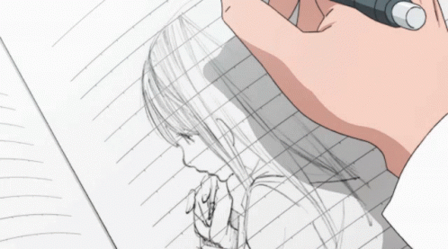 A Person Is Drawing A Girl On A Piece Of Graph Paper GIF