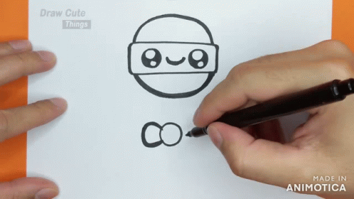 A Person Is Drawing A Ninja On A Piece Of Paper With The Words Draw Cute Things Above It GIF