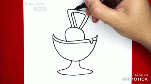 A Person Is Drawing An Ice Cream Sundae On A Piece Of Paper That Says Draw Cute Things GIF