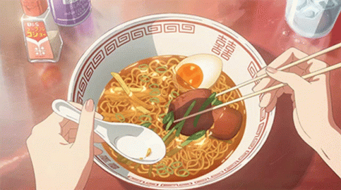 a person is eating ramen with chopsticks and a spoon in a bowl with chinese characters on it