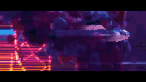 A Person Is Falling Through The Air In A Purple And Blue Background GIF