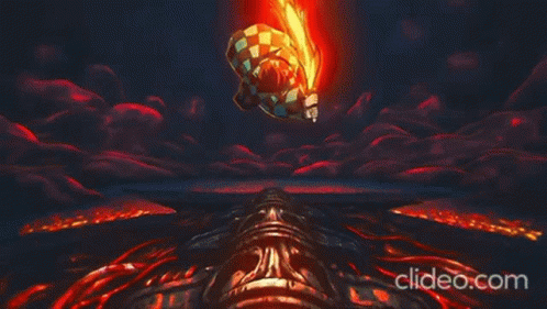 A Person Is Flying Through A Tunnel Of Fire . GIF