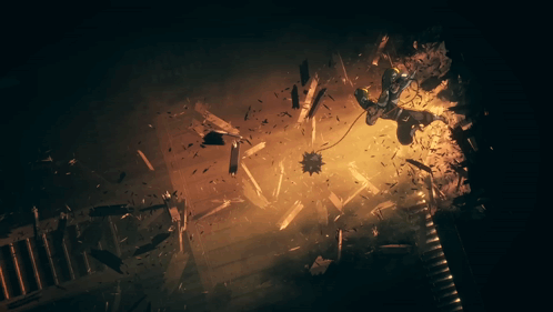 A Person Is Flying Through The Air While A Bomb Is Being Thrown At Them GIF
