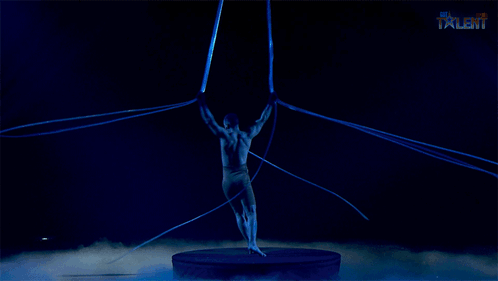 A Person Is Hanging From A Rope And The Word Talent Is On The Bottom GIF