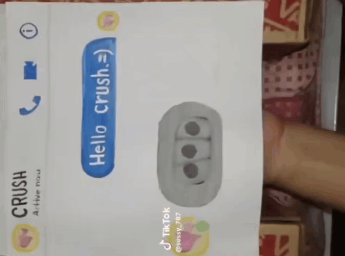 A Person Is Holding A Card That Says Hello Crush On It GIF