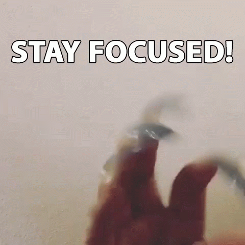 A Person Is Holding A Fidget Spinner In Their Hand With The Words `` Stay Focused '' Written On It . GIF