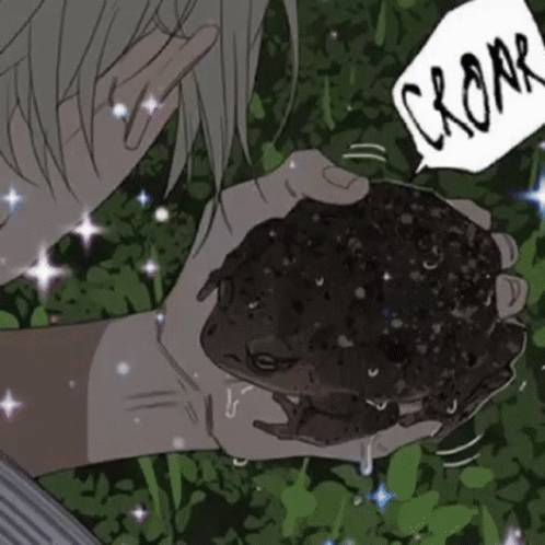 A Person Is Holding A Frog In Their Hands And Talking To It . GIF