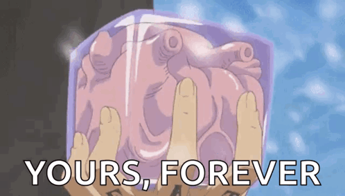 A Person Is Holding A Heart In An Ice Cube With The Words Yours Forever Above It GIF