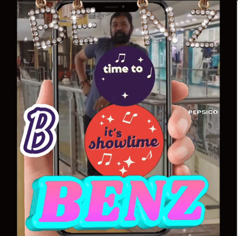 A Person Is Holding A Phone That Says Benz GIF