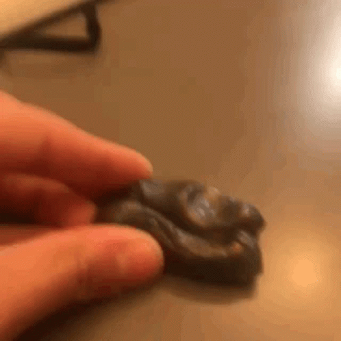 A Person Is Holding A Piece Of Clay In Their Hands . GIF