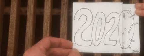 A Person Is Holding A Piece Of Paper That Says ' 2021 ' On It GIF