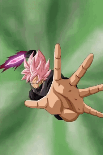 A Person Is Holding A Pink Object In Their Hand With A Green Background GIF