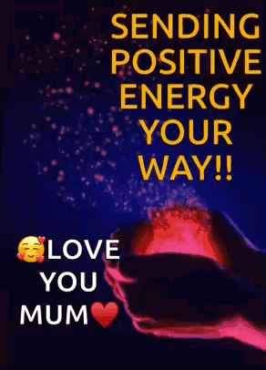 A Person Is Holding A Red Object In Their Hands With The Words `` Sending Positive Energy Your Way ! '' GIF