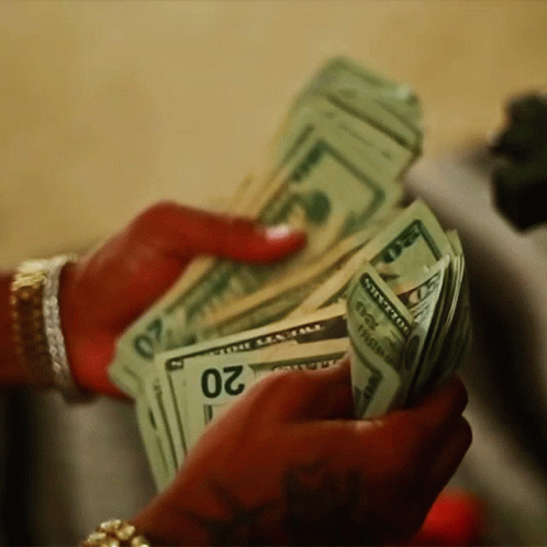 A Person Is Holding A Stack Of 20 Dollar Bills In Their Hands GIF