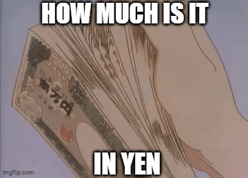 A Person Is Holding A Stack Of Yen Bills In Their Hand .. GIF