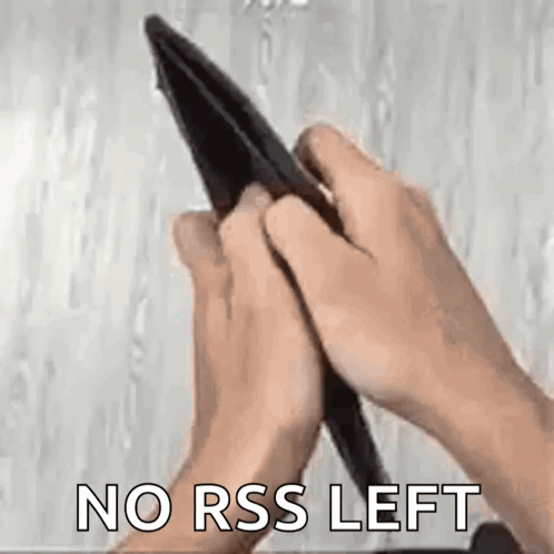 A Person Is Holding An Empty Wallet In Their Hands With The Words `` No Rss Left '' Written On The Bottom . GIF