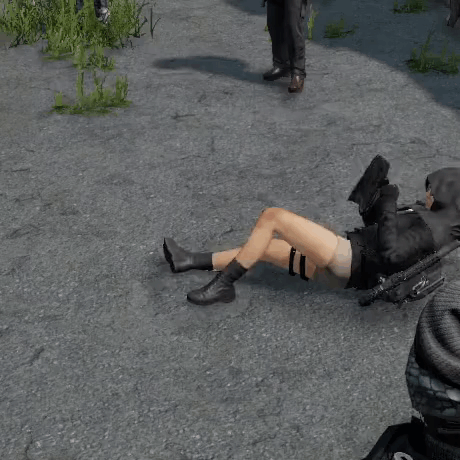 A Person Is Laying On The Ground In A Video Game With A Rifle On Their Back . GIF