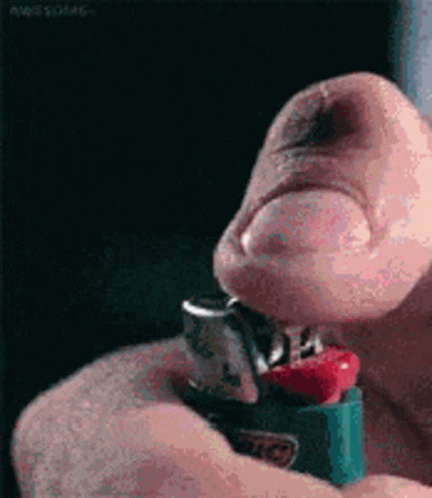 A Person Is Lighting A Bic Lighter In Their Hand . GIF