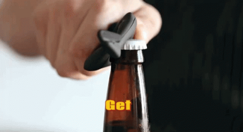 A Person Is Opening A Beer Bottle With A Bottle Opener That Says Get GIF