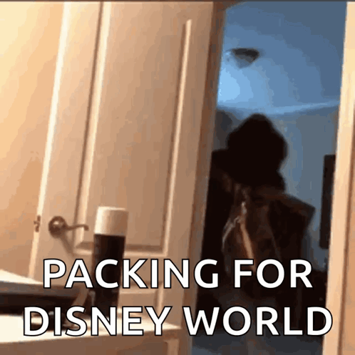 A Person Is Packing For Disney World With A Shadow Behind Them GIF