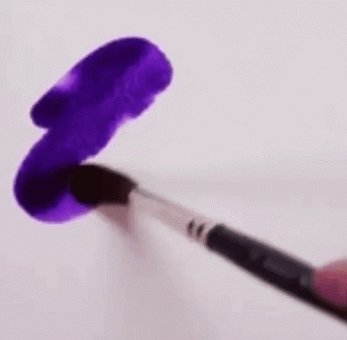 A Person Is Painting A Purple Cloud With A Brush . GIF