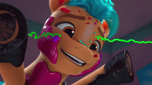 A Person Is Petting A Green Cartoon Character GIF