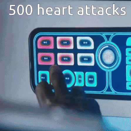 A Person Is Playing A Game On A Cell Phone With The Words 500 Heart Attacks Written Above It GIF