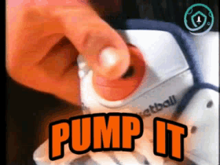 A Person Is Pumping A Basketball With The Words Pump It In Orange GIF