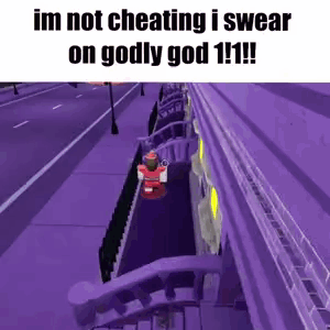 a person is riding a roller coaster in a video game and they are not cheating on godly god !