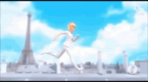 A Person Is Running In Front Of The Eiffel Tower . GIF