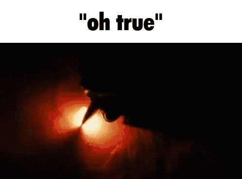 A Person Is Screaming In The Dark With The Words " Oh True " Written Above Them GIF