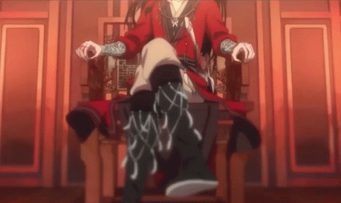 A Person Is Sitting On A Throne With Their Legs Crossed And Their Feet Visible . GIF