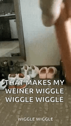 A Person Is Standing In Front Of A Mirror With A Bunch Of Shoes On The Ground . GIF