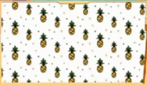 a person is standing in front of a pineapple wallpaper .