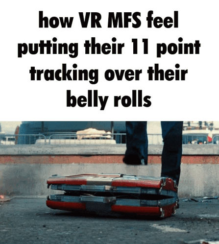 A Person Is Standing On A Briefcase That Says How Vr Mfs Feel GIF